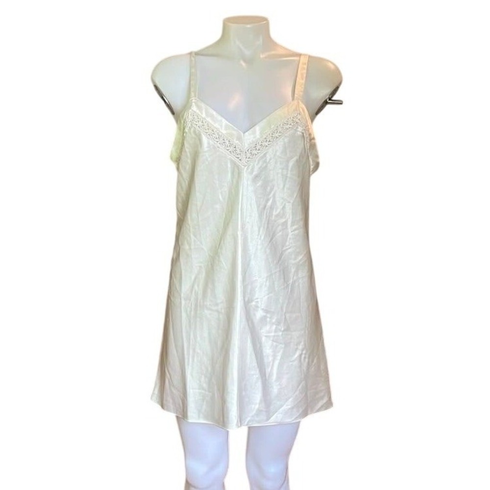 Vintage Valentino Intimo Ivory Satin Lace Slip Dress Chemise Neiman Marcus Small